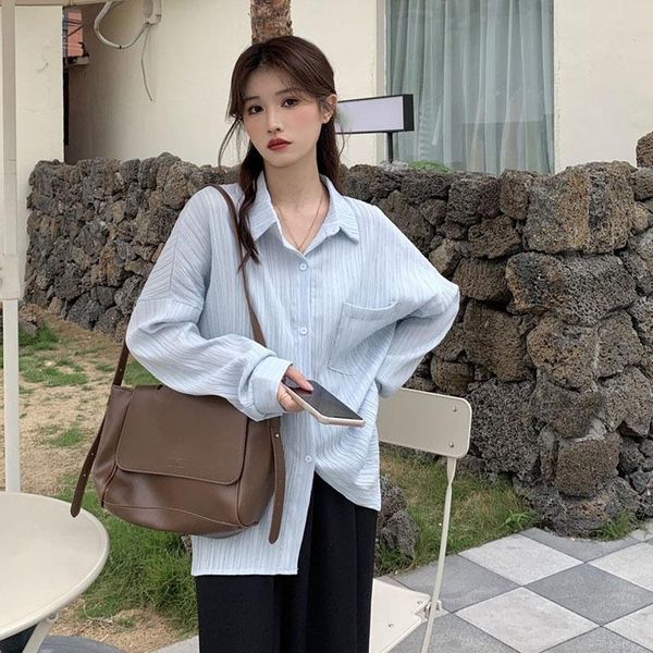 women's t-shirt dbxiiart shirts spring loose long sleeve temperament blue shirt design top, White
women's t-shirt dbxiiart shirts spring loose long sleeve temperament blue shirt design top, White