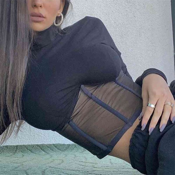 omsj women's t-shirt see-through mesh patchwork slim fashion high neck long sleeve black crop streetwear 210517, White
omsj women's t-shirt see-through mesh patchwork slim fashion high neck long sleeve black crop streetwear 210517, White