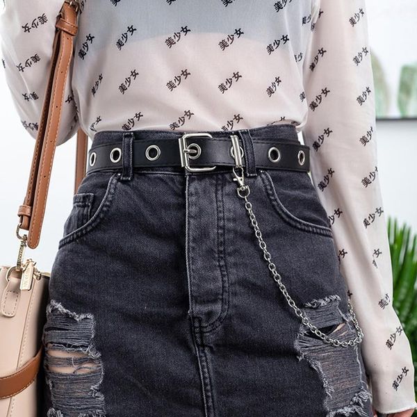 1pcs pin buckle fashion women eyelet chain decor waistband punk belt black for decoration belts, Black;brown
1pcs pin buckle fashion women eyelet chain decor waistband punk belt black for decoration belts, Black;brown