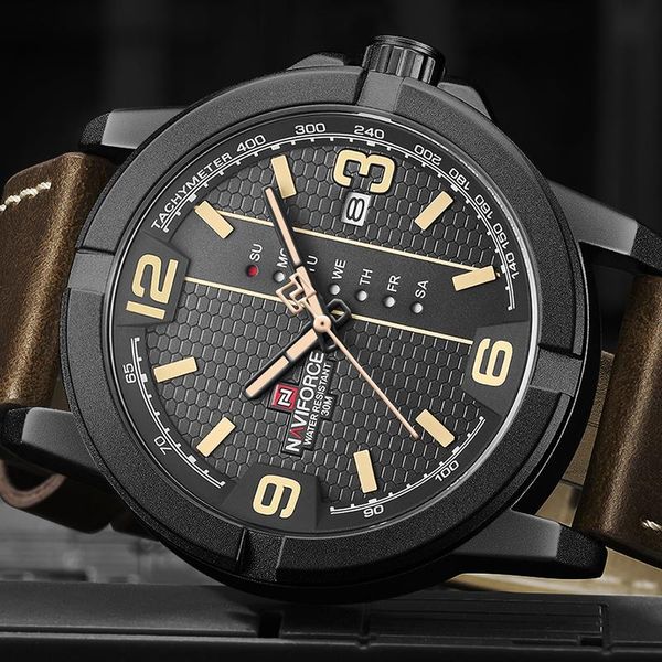 wristwatches naviforce watch men fashion business quartz watches leather strap waterproof wristwatch creative male clock relogio masculino, Slivery;brown
wristwatches naviforce watch men fashion business quartz watches leather strap waterproof wristwatch creative male clock relogio masculino, Slivery;brown