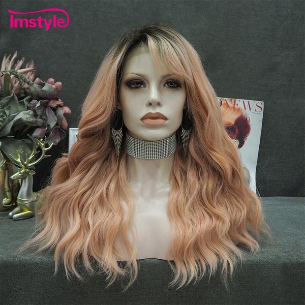 synthetic wigs imstyle peach pink with bangs lace front wig heat resistant fiber dark root wavy for women cosplay, Black
synthetic wigs imstyle peach pink with bangs lace front wig heat resistant fiber dark root wavy for women cosplay, Black