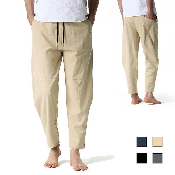 men's pants simple casual linen cotton loose lightweight street breathable home trousers, Black
men's pants simple casual linen cotton loose lightweight street breathable home trousers, Black