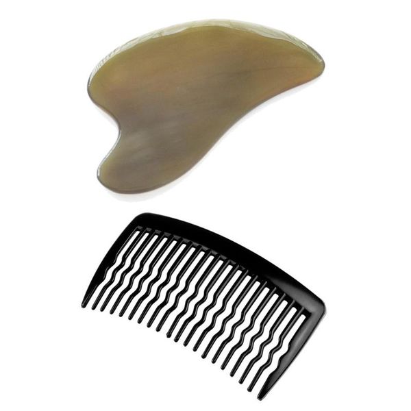 hair brushes 6pcs women accessories combs & 1x gua sha massage tool horn scraping body, Silver
hair brushes 6pcs women accessories combs & 1x gua sha massage tool horn scraping body, Silver