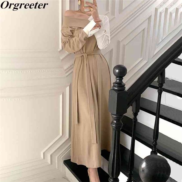 elegant color patchwork long maxi dress women spring fashion off shoulder full length sashes classic 210602, Black;gray
elegant color patchwork long maxi dress women spring fashion off shoulder full length sashes classic 210602, Black;gray