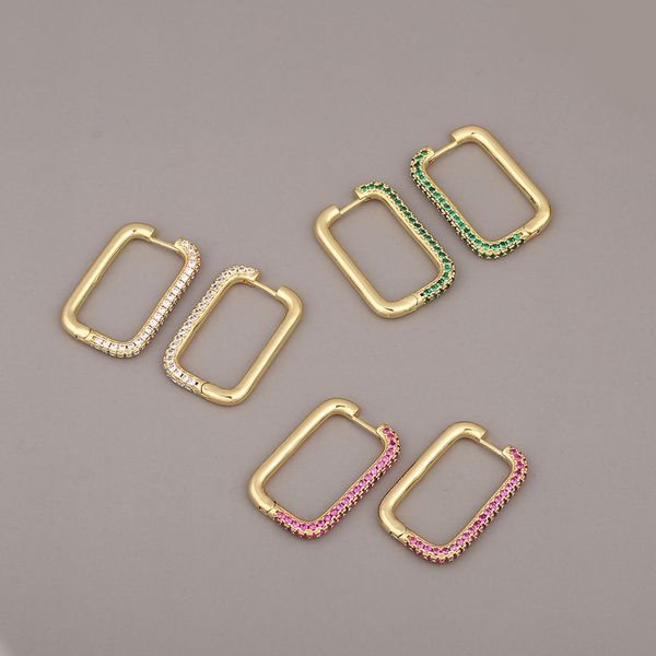 european and american rectangular copper micro inlaidear cuff zircon simple personality women's earrings, Silver
european and american rectangular copper micro inlaidear cuff zircon simple personality women's earrings, Silver