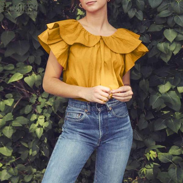 women's blouses & shirts zanzea fashion ruffle blouse casual ol o neck shirt womens summer elegant plus size female solid short sleeve, White
women's blouses & shirts zanzea fashion ruffle blouse casual ol o neck shirt womens summer elegant plus size female solid short sleeve, White