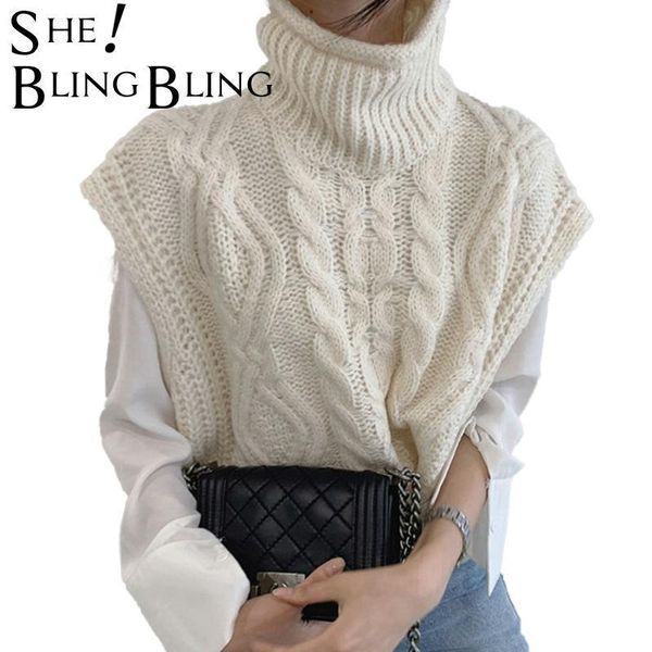 autumn winter turtleneck sleeveless sweater vest women twist pattern short pullover waistcoat loose knitwear 210523, White;black
autumn winter turtleneck sleeveless sweater vest women twist pattern short pullover waistcoat loose knitwear 210523, White;black