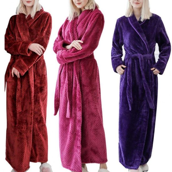 winter fashion women solid color thicken plush long sleeve bathrobe sleepwear women's, Black;red
winter fashion women solid color thicken plush long sleeve bathrobe sleepwear women's, Black;red