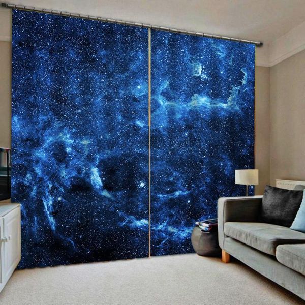 curtain & drapes blue starry sky curtains 3d blackout for living room bedding cotinas