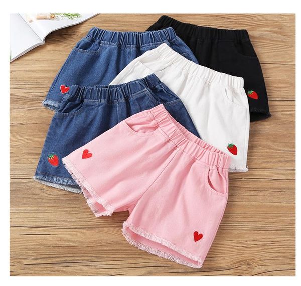 girls' denim shorts children's clothing summer beach strawberry love pattern outer wear loose pants girl, Black
girls' denim shorts children's clothing summer beach strawberry love pattern outer wear loose pants girl, Black