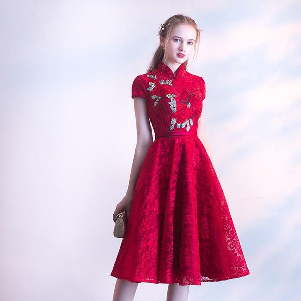 burgundy women bride wedding party chinese dresses retro mandarin collar cheongsam skirt sweet embroidery flower mid-length gown ethnic clot, Red
burgundy women bride wedding party chinese dresses retro mandarin collar cheongsam skirt sweet embroidery flower mid-length gown ethnic clot, Red