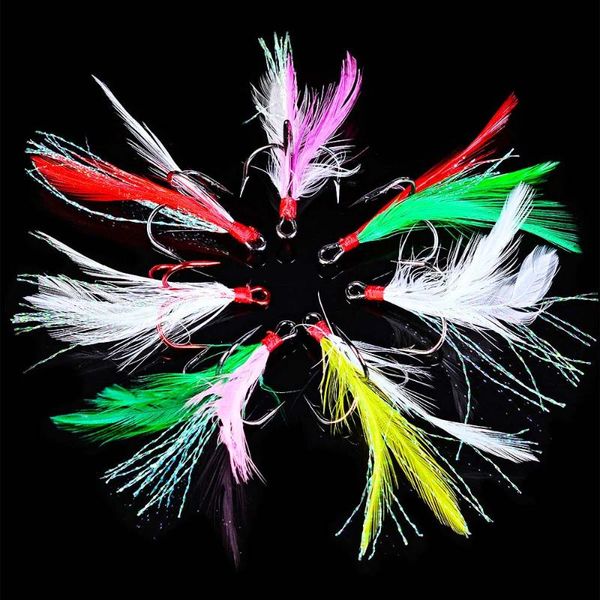 20pcs/box fishing hook high carbon steel treble hooks jig head with feather tackle squid
20pcs/box fishing hook high carbon steel treble hooks jig head with feather tackle squid