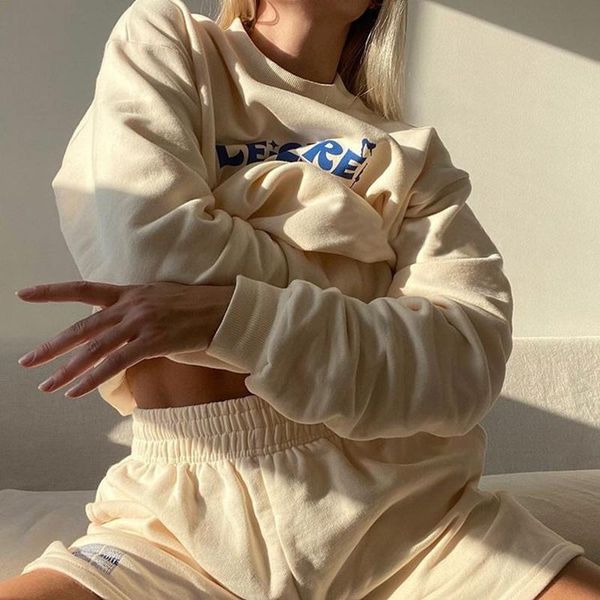 women's tracksuits two piece set autumn women casual loose letter print hoodies sweatshirt elastic waist shorts suit long sleeve tracks, Gray
women's tracksuits two piece set autumn women casual loose letter print hoodies sweatshirt elastic waist shorts suit long sleeve tracks, Gray