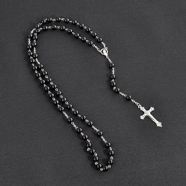 chains imitation pearl cross necklace handmade round glass bead catholic rosary religious christian jewelry, Silver
chains imitation pearl cross necklace handmade round glass bead catholic rosary religious christian jewelry, Silver
