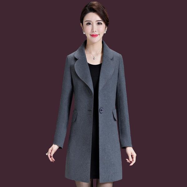 women's wool & blends middle-aged faux woolen coat, korean mid-length coat, Black
women's wool & blends middle-aged faux woolen coat, korean mid-length coat, Black