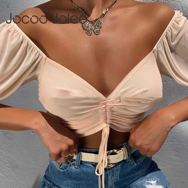 jocoo jolee women summer chiffon mesh shirring t-shirt deep v neck drawstring backless lantern sleeve party club solid 210619, White
jocoo jolee women summer chiffon mesh shirring t-shirt deep v neck drawstring backless lantern sleeve party club solid 210619, White