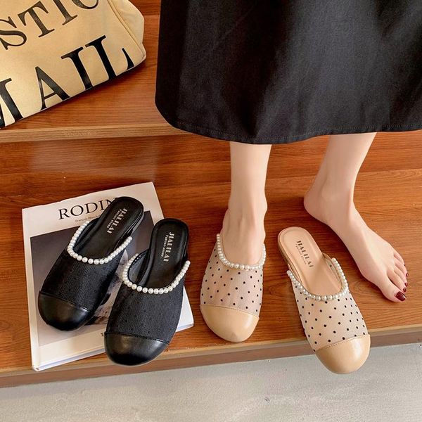 slippers cover toe shoes woman 2021 flat loafers low string bead pantofle luxury slides designer rubber fashion basic pu, Black
slippers cover toe shoes woman 2021 flat loafers low string bead pantofle luxury slides designer rubber fashion basic pu, Black