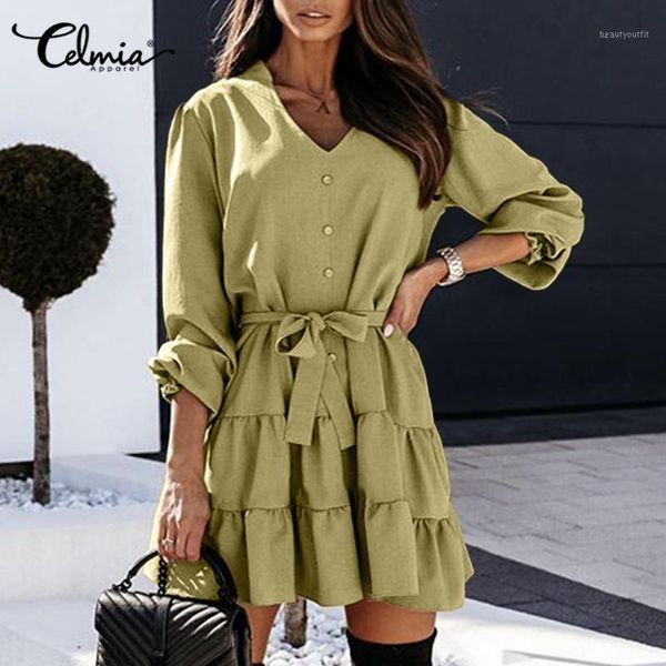 casual dresses dress celmia women loose ruffles mini spring autumn v-neck long lantern sleeve party vestidos belted 7, Black;gray
casual dresses dress celmia women loose ruffles mini spring autumn v-neck long lantern sleeve party vestidos belted 7, Black;gray