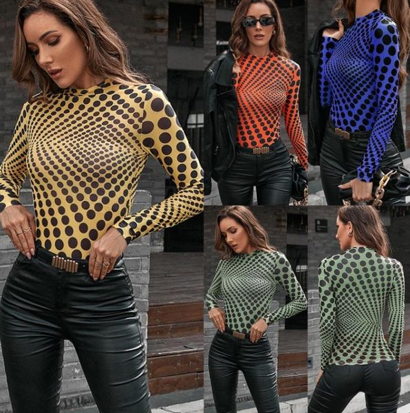 women's knits & tees slim polka print middle neck see-through long-sleeved t-shirt tight bottoming shirt women, White
women's knits & tees slim polka print middle neck see-through long-sleeved t-shirt tight bottoming shirt women, White