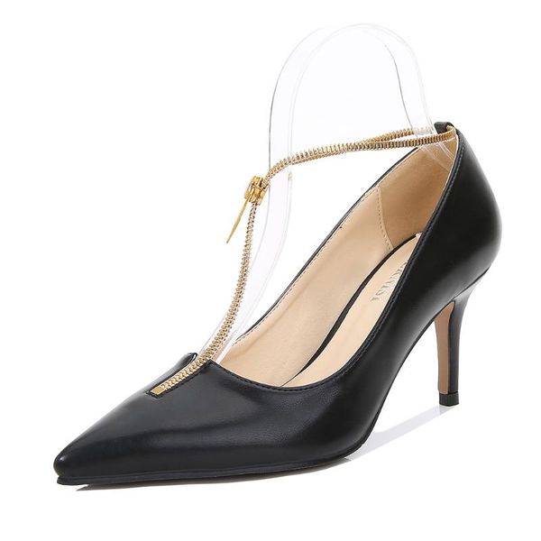 women pumps high heel shoes design brand daily casual office sweet shallow mouth zipper pointed plus size dress, Black
women pumps high heel shoes design brand daily casual office sweet shallow mouth zipper pointed plus size dress, Black