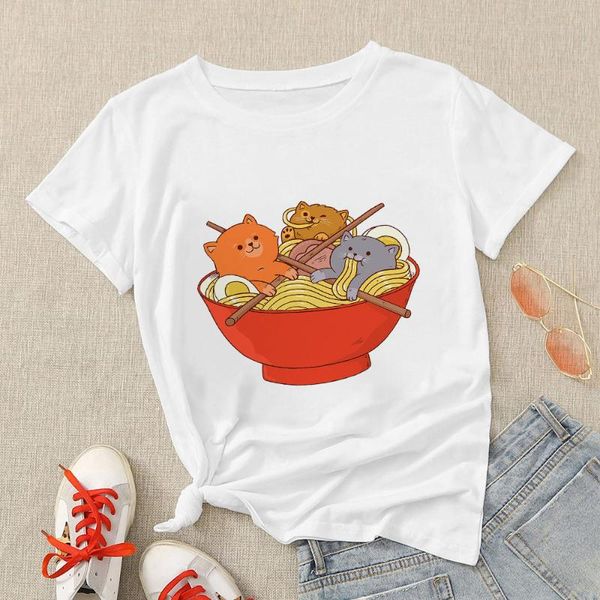 women's t-shirt fashion women t shirts cute three cats eating noodles graphic printed tshirt animal clothes summer woman hipster, White
women's t-shirt fashion women t shirts cute three cats eating noodles graphic printed tshirt animal clothes summer woman hipster, White