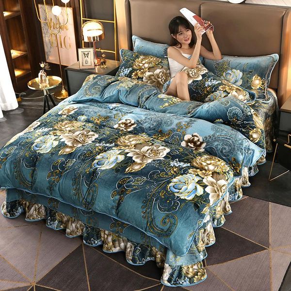 bedding sets western europe floral print coral fleece set luxury winter warm velvet duvet cover with bed sheet
bedding sets western europe floral print coral fleece set luxury winter warm velvet duvet cover with bed sheet