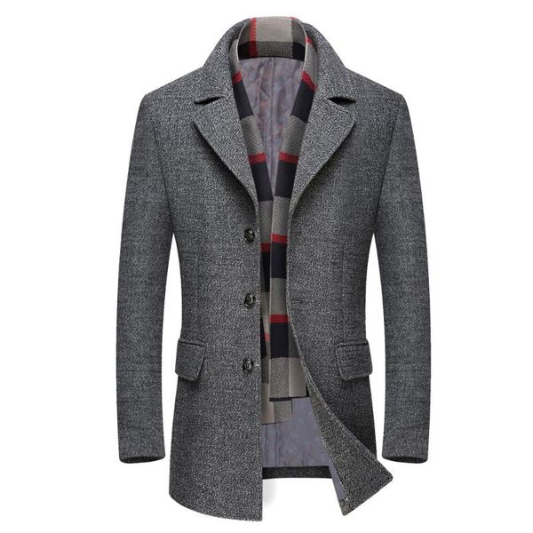 men's wool & blends men coats autumn winter jacket brand clothing casual lapel with scarf plus cotton thick woolen coat, Black
men's wool & blends men coats autumn winter jacket brand clothing casual lapel with scarf plus cotton thick woolen coat, Black