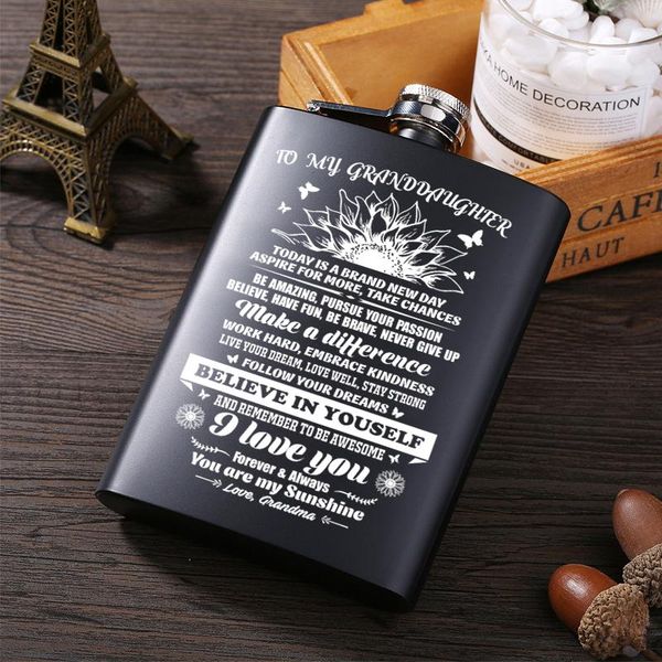 grandma to granddaughter all black paint whisky alcohol bottle laser flagon 304 stainless steel rum vodka hip-flask accessories water
grandma to granddaughter all black paint whisky alcohol bottle laser flagon 304 stainless steel rum vodka hip-flask accessories water