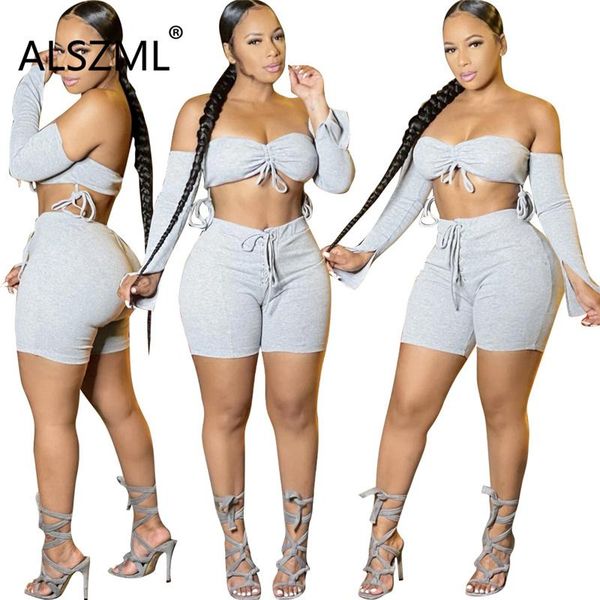 women's tracksuits white strapless sleeveless long sleeve bro and short tight club party lady fashion, Gray
women's tracksuits white strapless sleeveless long sleeve bro and short tight club party lady fashion, Gray