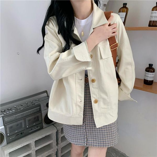 women's jackets 2021 spring and autumn loose retro short locomotive jacket solid color small leather women, Black;brown
women's jackets 2021 spring and autumn loose retro short locomotive jacket solid color small leather women, Black;brown