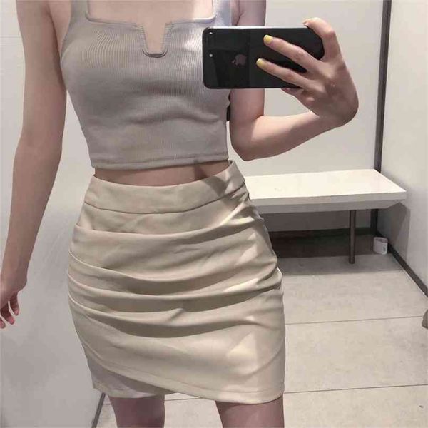 spring and summer women's skirts casual solid color pleated faux leather mini 210430, Black
spring and summer women's skirts casual solid color pleated faux leather mini 210430, Black