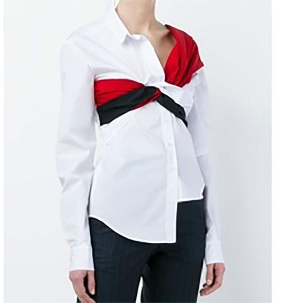 women's blouses & shirts 2021 summer fashion stitching personality long-sleeved slim shirt women clothing k178, White
women's blouses & shirts 2021 summer fashion stitching personality long-sleeved slim shirt women clothing k178, White
