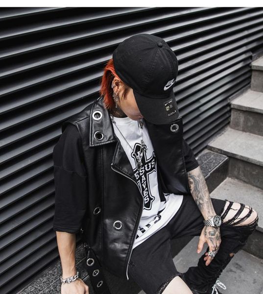 men's vests 2021 vest slim nightclub singer costumes bar punk locomotive leather barber clothing, Black;white
men's vests 2021 vest slim nightclub singer costumes bar punk locomotive leather barber clothing, Black;white