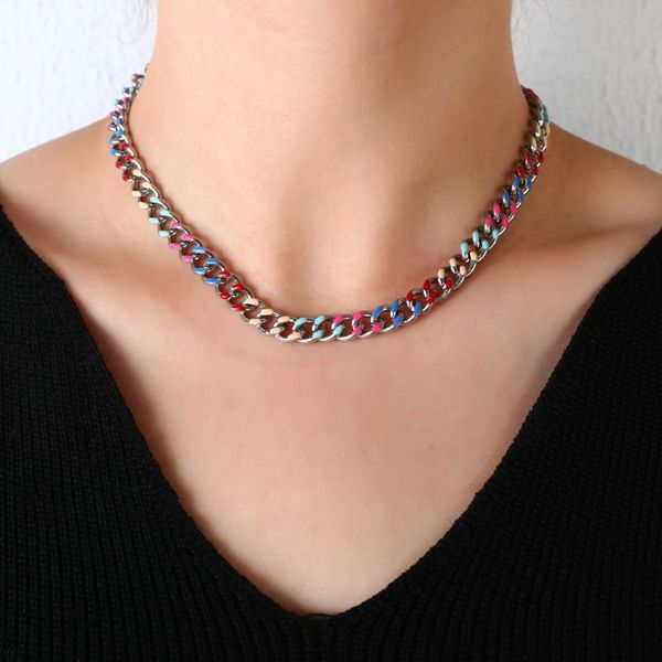 chains aensoa vintage cuban chain necklace for men women punk basic stainless steel link choker colorful painting collar, Silver
chains aensoa vintage cuban chain necklace for men women punk basic stainless steel link choker colorful painting collar, Silver
