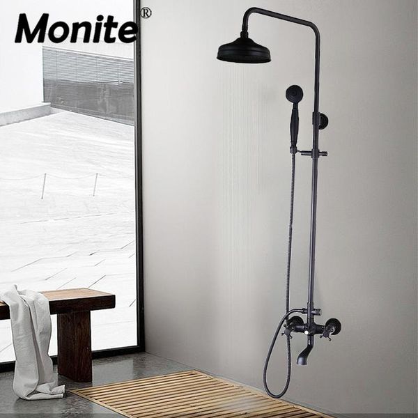 monite black wall mount rainfall 8 inch round shower head 3 functions 2 handles bathroom bathtub faucet set mixer taps sets
monite black wall mount rainfall 8 inch round shower head 3 functions 2 handles bathroom bathtub faucet set mixer taps sets