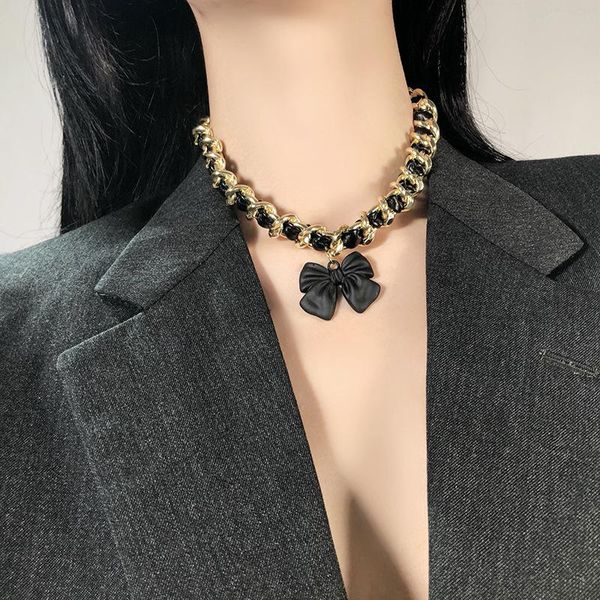 pendant necklaces luxury bow pendants weave leather rope chain choker for women brand necklace catwalk jewelry z143, Silver
pendant necklaces luxury bow pendants weave leather rope chain choker for women brand necklace catwalk jewelry z143, Silver