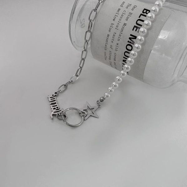 pendant necklaces origin summer fashion stainless steel faux pearl star circle chokers necklace for women letter chunky chain jewelry, Silver
pendant necklaces origin summer fashion stainless steel faux pearl star circle chokers necklace for women letter chunky chain jewelry, Silver