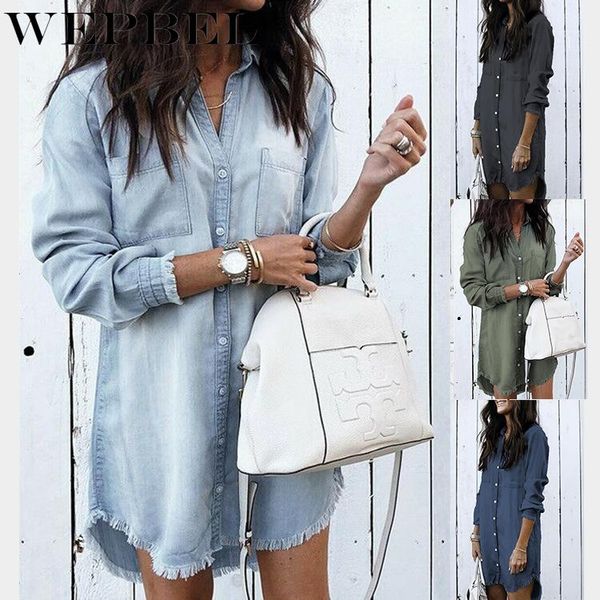 casual dresses wepbel fashion autumn lady mini dress turn-down collar shirt women solid color long sleeve loose denim shirts, Black;gray
casual dresses wepbel fashion autumn lady mini dress turn-down collar shirt women solid color long sleeve loose denim shirts, Black;gray