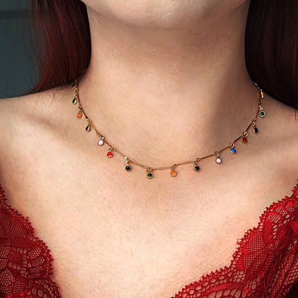 bohemian color small water drop clavicle chain necklace charming women tassel pendant choker accessories creative jewelry giftsdio chan cont, Silver
bohemian color small water drop clavicle chain necklace charming women tassel pendant choker accessories creative jewelry giftsdio chan cont, Silver