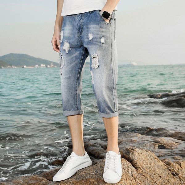 2021 fashion summer washing calf-length pants denim biker breeches hip hop cowboy teenagers men men's shorts, White;black
2021 fashion summer washing calf-length pants denim biker breeches hip hop cowboy teenagers men men's shorts, White;black