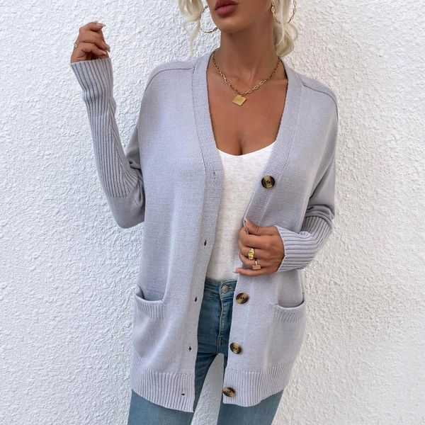 women's knits & tees women sweaters winter clothes pull femme oversized solid color button loose pocket knitted cardigan coat, White
women's knits & tees women sweaters winter clothes pull femme oversized solid color button loose pocket knitted cardigan coat, White