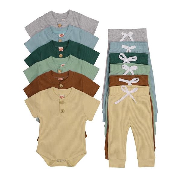 clothing sets baby summer born infant girls boys solid color short sleeve button romper and elastic long pants outfits, White
clothing sets baby summer born infant girls boys solid color short sleeve button romper and elastic long pants outfits, White