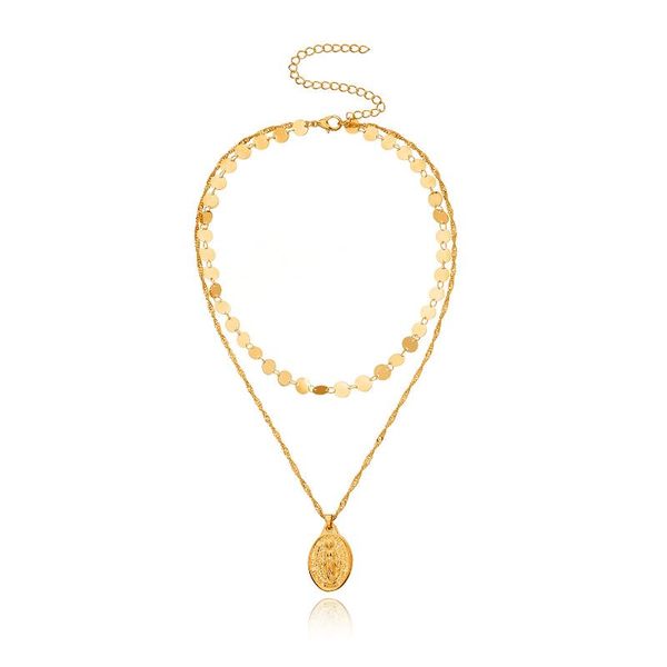 chains states accessories double portrait pendant circular sequined sautoir retro fashion necklace female and personality, Silver
chains states accessories double portrait pendant circular sequined sautoir retro fashion necklace female and personality, Silver