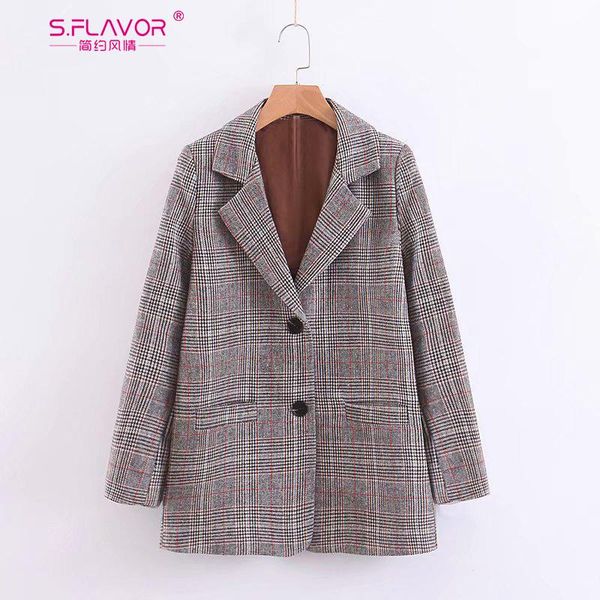 women's suits & blazers s.flavor women plaid formal office work turn down collar female retro casual outwears for, White;black
women's suits & blazers s.flavor women plaid formal office work turn down collar female retro casual outwears for, White;black