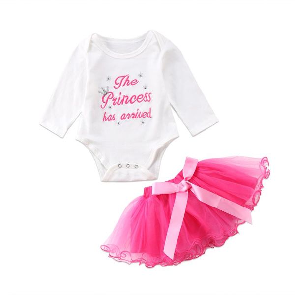 long sleeve the princess has arrived print bodysuit + mesh skirt 2pcs set for born baby girl clothing sets, White
long sleeve the princess has arrived print bodysuit + mesh skirt 2pcs set for born baby girl clothing sets, White