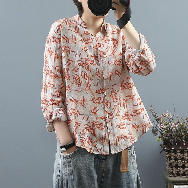 women's blouses & shirts 2021 blouse spring retro women casual shirt cardigan button print loose all-match vintage, White
women's blouses & shirts 2021 blouse spring retro women casual shirt cardigan button print loose all-match vintage, White