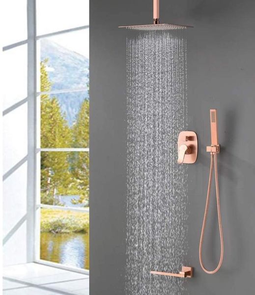 luxury bathroom brass ceiling 12 inch rainfall shower faucet system mixer set (ceiling mount, brushed rose gold) sets
luxury bathroom brass ceiling 12 inch rainfall shower faucet system mixer set (ceiling mount, brushed rose gold) sets