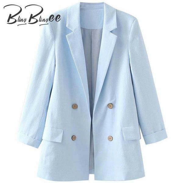 women's suits & blazers blingblingee ol style light blue suit jacket 2021 autumn double breasted notched collar women casual female lon, White;black
women's suits & blazers blingblingee ol style light blue suit jacket 2021 autumn double breasted notched collar women casual female lon, White;black