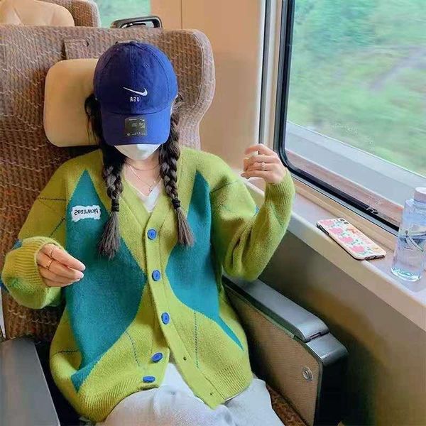 women's knits & tees embroidered letter rhombus knitted cardigan 2021 early autumn loose korean style lazy sweater coat top, White
women's knits & tees embroidered letter rhombus knitted cardigan 2021 early autumn loose korean style lazy sweater coat top, White