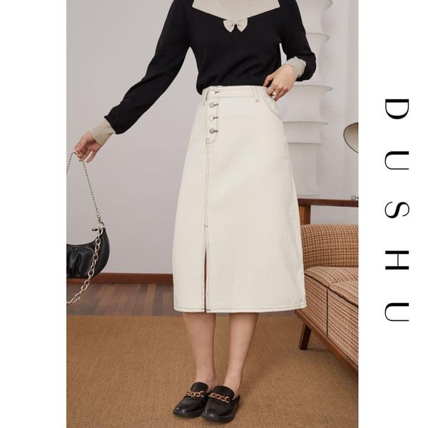 plus size elegant white long denim skirt women split high waist a-line spring summer female vintage jeans skirts, Black
plus size elegant white long denim skirt women split high waist a-line spring summer female vintage jeans skirts, Black